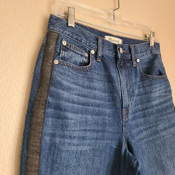 madewell the perfect vintage jean metallic tuxedo stripe edition womens size 28