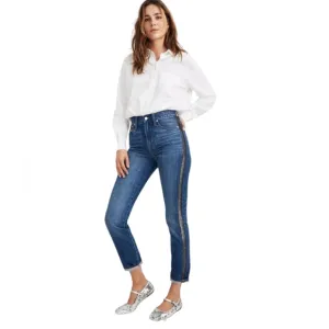madewell the perfect vintage jean metallic tuxedo stripe edition womens size 28