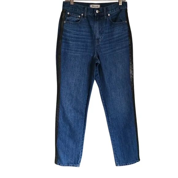 madewell the perfect vintage jean metallic tuxedo stripe edition womens size 28