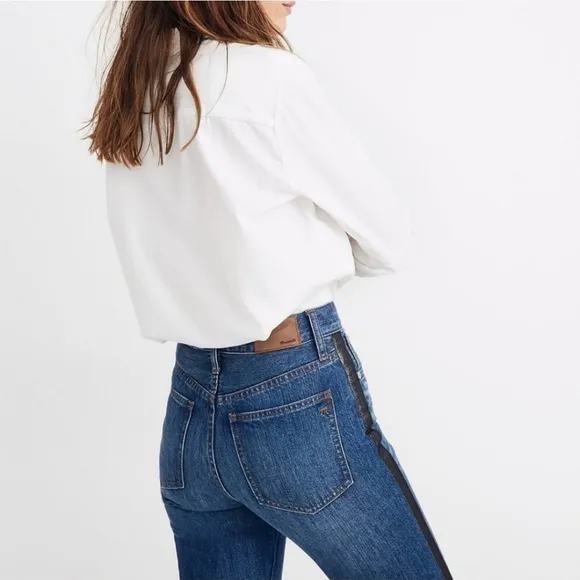 madewell the perfect vintage jean metallic tuxedo stripe edition womens size 28