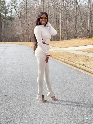 Make It A Date Pants Set | Oatmeal