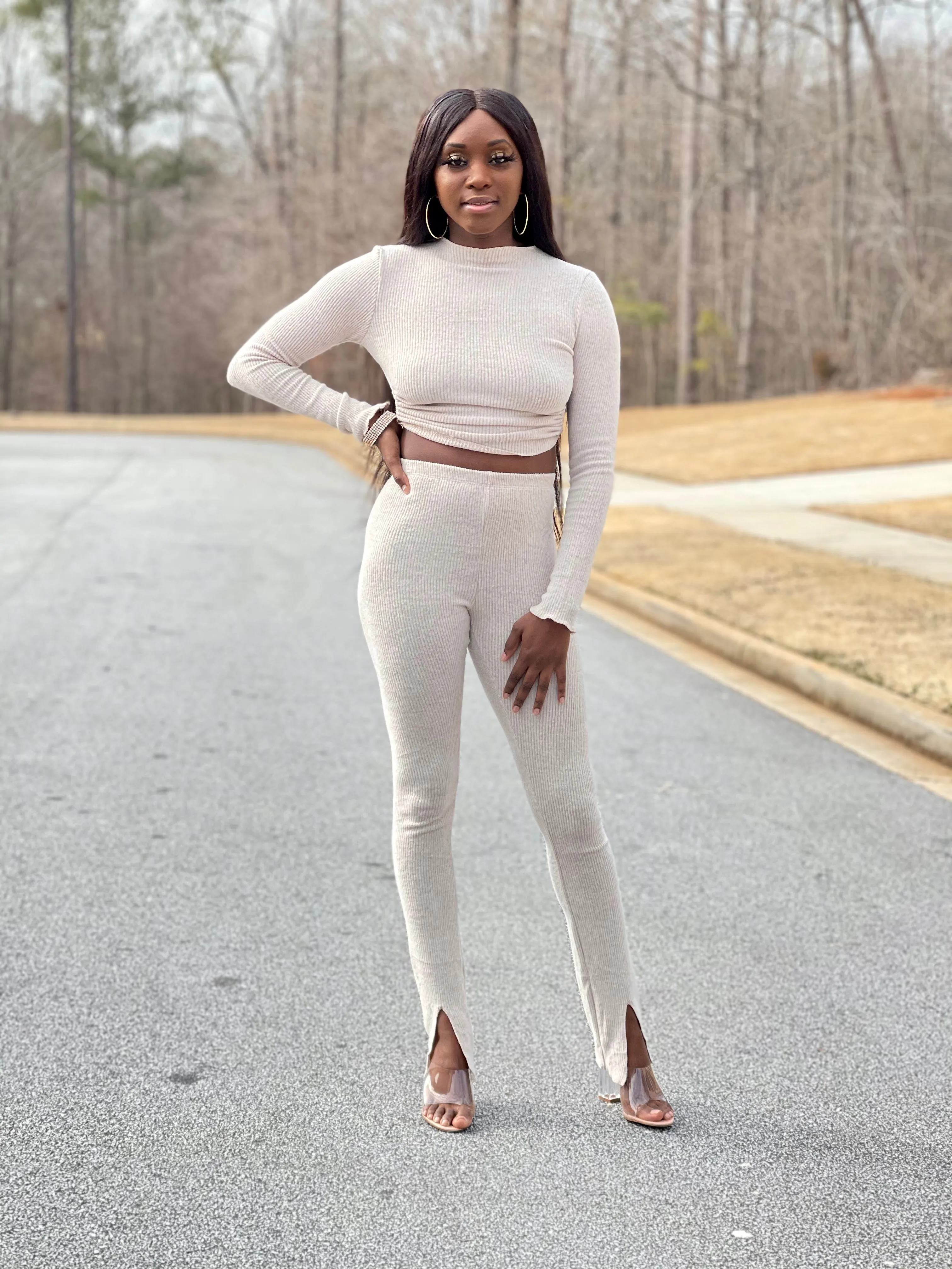 Make It A Date Pants Set | Oatmeal