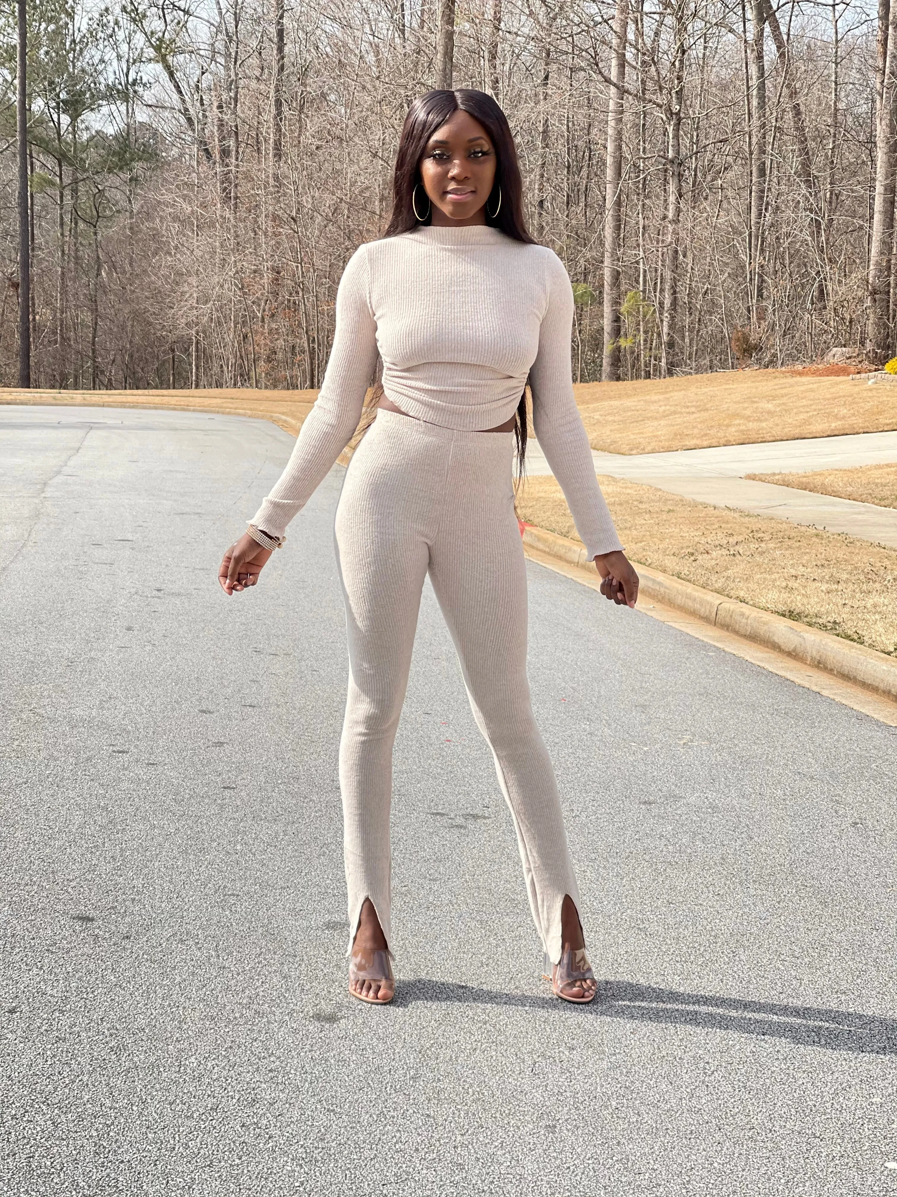 Make It A Date Pants Set | Oatmeal