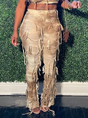 Mangocouture Fringe Tie-Dye Pants