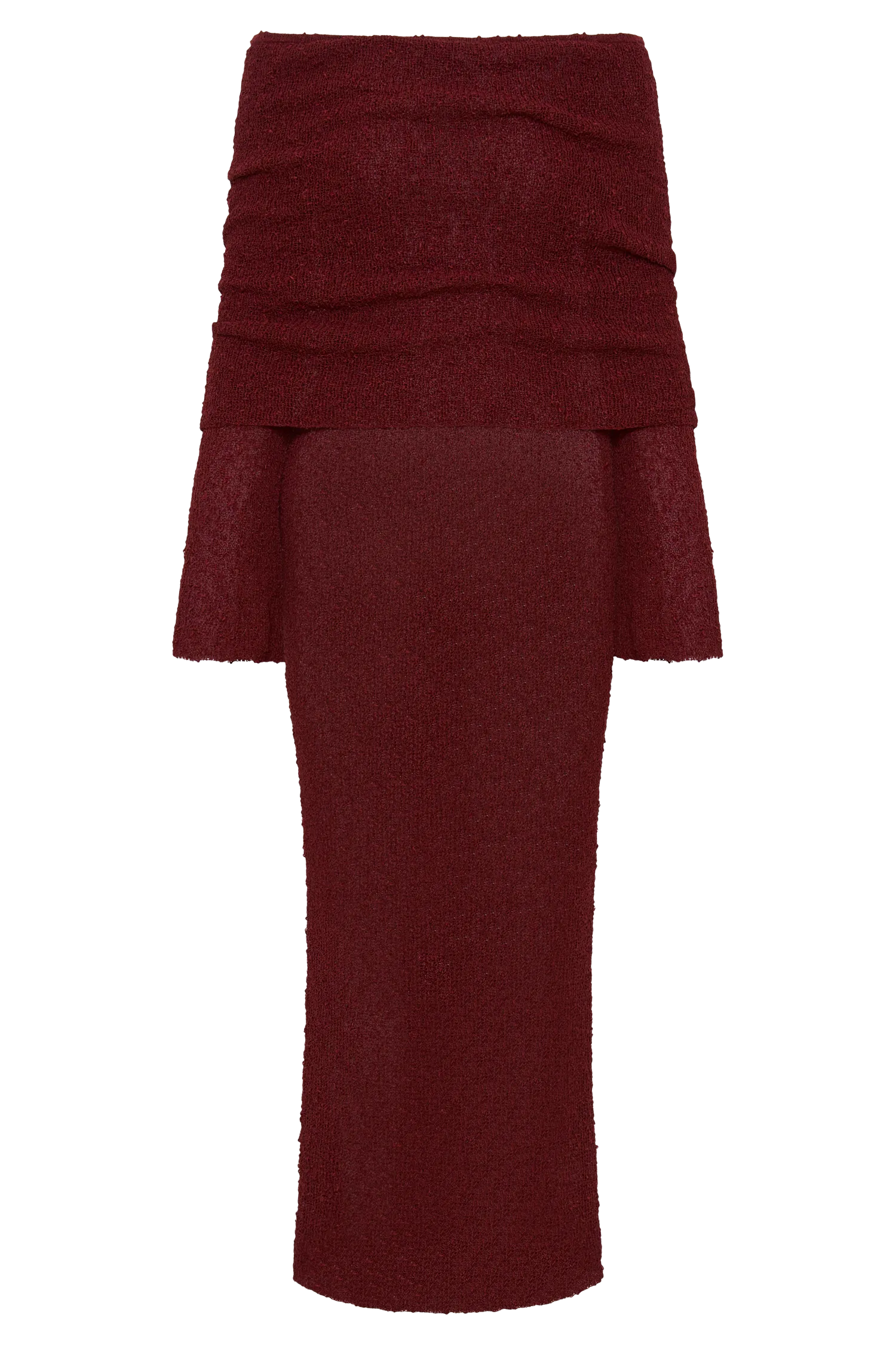 Marisol Off Shoulder Boucle Maxi Dress - Plum