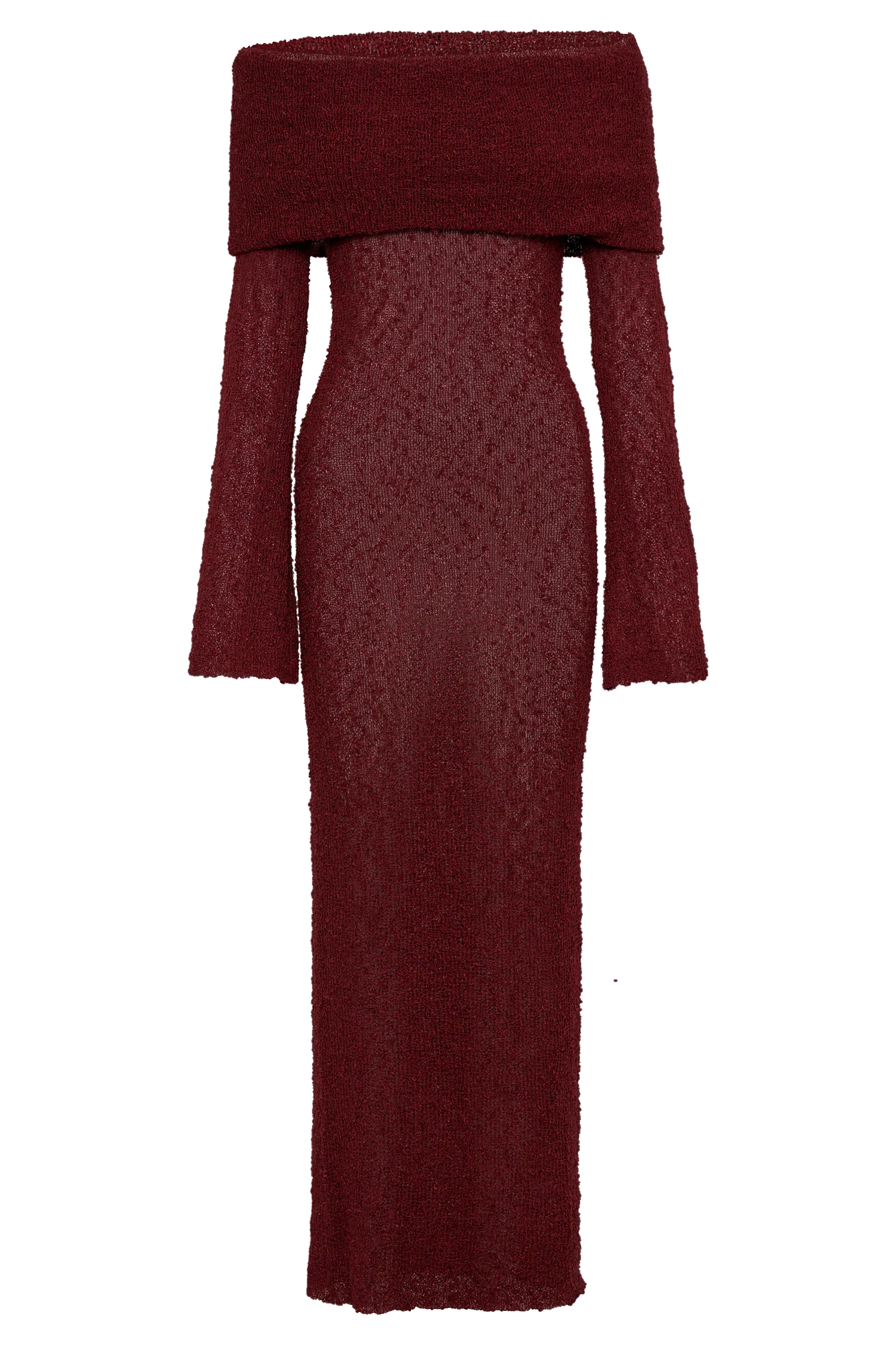 Marisol Off Shoulder Boucle Maxi Dress - Plum