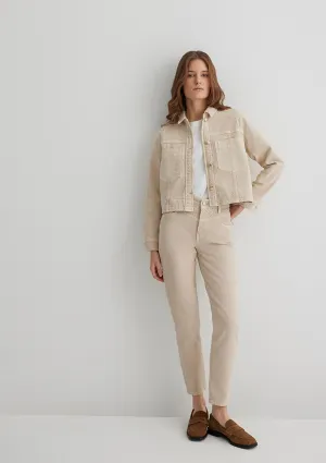 Martha Cream Shiny Gold Premium Jean Pants