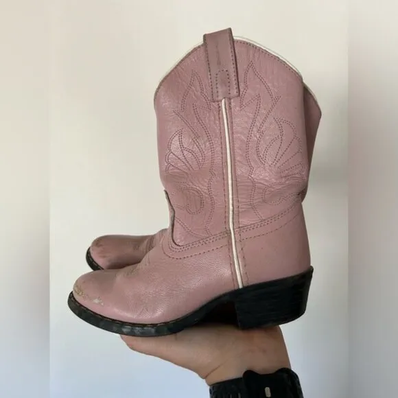 Masterson Boot Co. Pink Leather Youth Western Boots Size 3 M