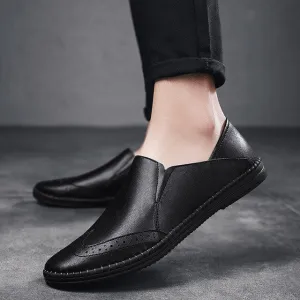 men Autumn Casual Shoes Male Genuine Leather Men Loafers slip on brogue Breathable Soft Men's Shoes Flats Male Loafers moccasins