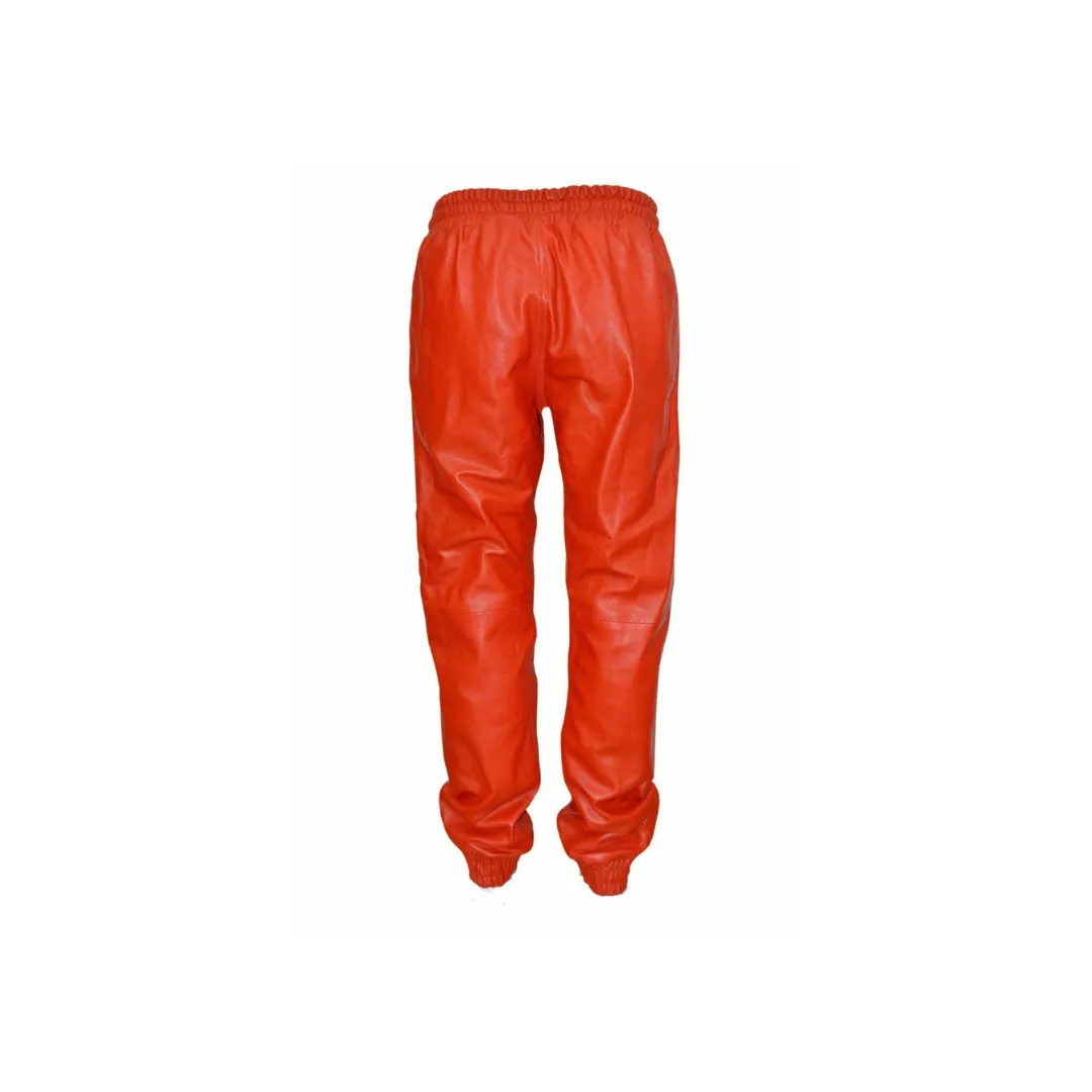 Men Jogger Red Real Soft Leather Pant