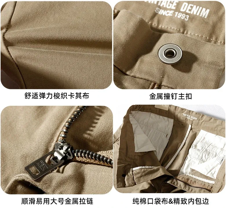 Men's Japanese Retro Woven Casual Pants - Slim Fit Classic Trousers