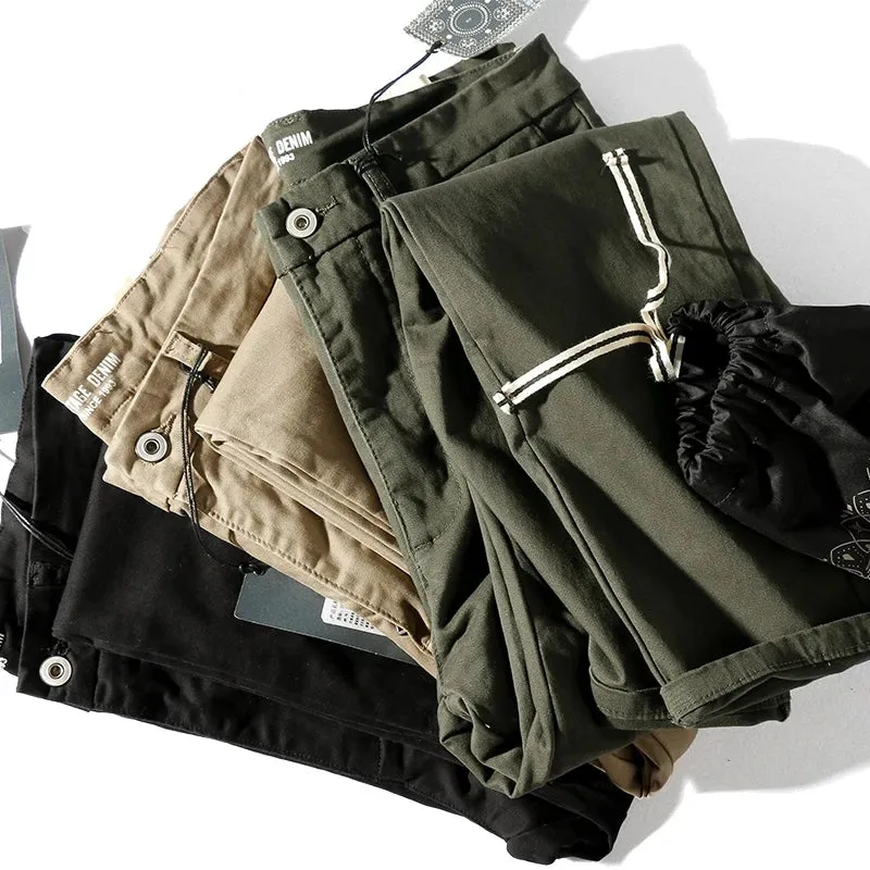 Men's Japanese Retro Woven Casual Pants - Slim Fit Classic Trousers