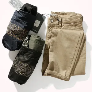 Men's Japanese Retro Woven Casual Pants - Slim Fit Classic Trousers