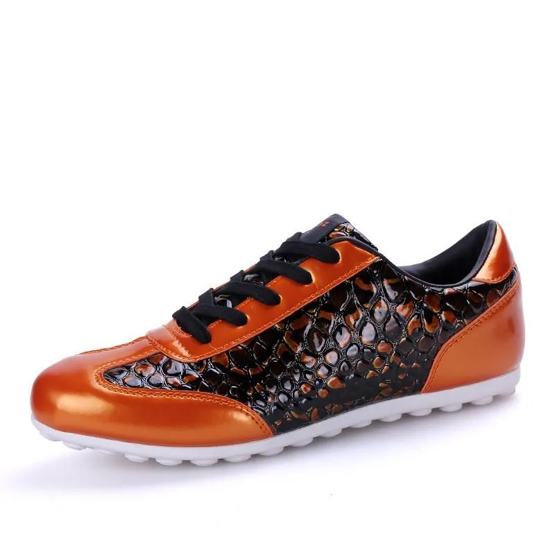 Men's Snake Skin Design Breathable Flats