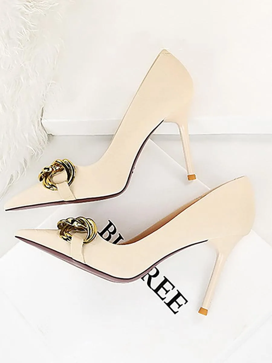 Metal Buckle Pointed Fashion Stiletto Heels MHE1107