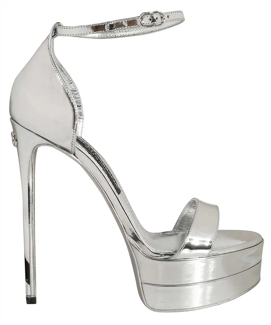 Metallic leather sandals