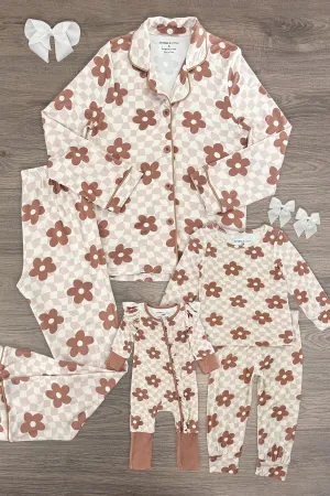 Mom & Me - Bamboo Checkered Blossoms Pajamas