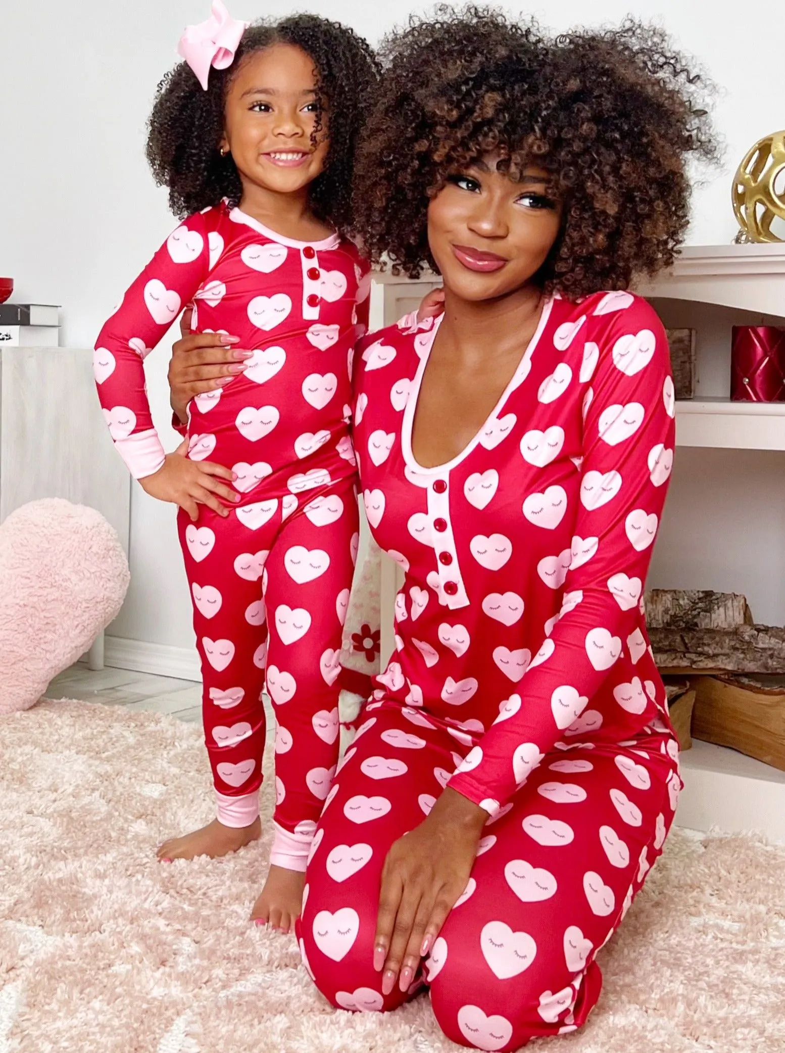 Mommy and Me Beating Hearts Pajama Set
