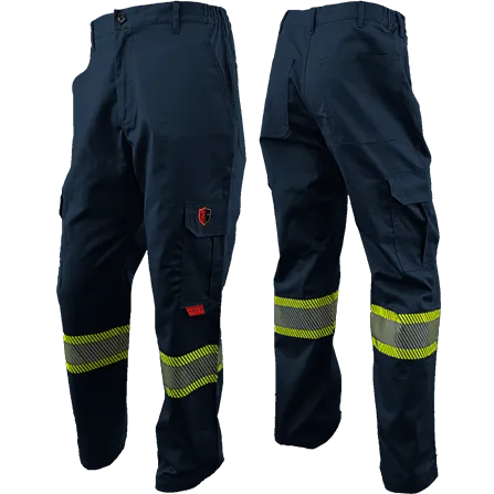 Navy FR / Arc Flash Cargo Pants w/ Hi Vis 4" Segmented Striping by Atlas Workwear - Style 4054NB