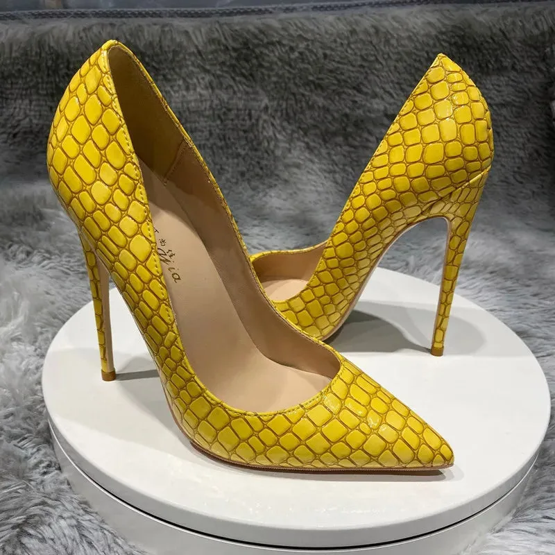 Neon yellow needle Women's high heels 10-12cm high heels