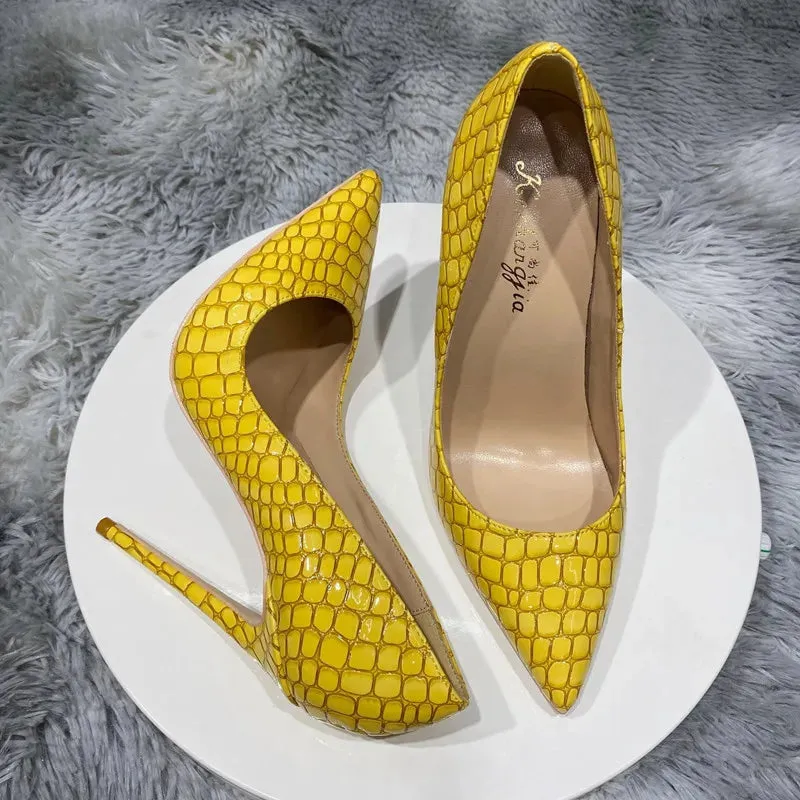 Neon yellow needle Women's high heels 10-12cm high heels