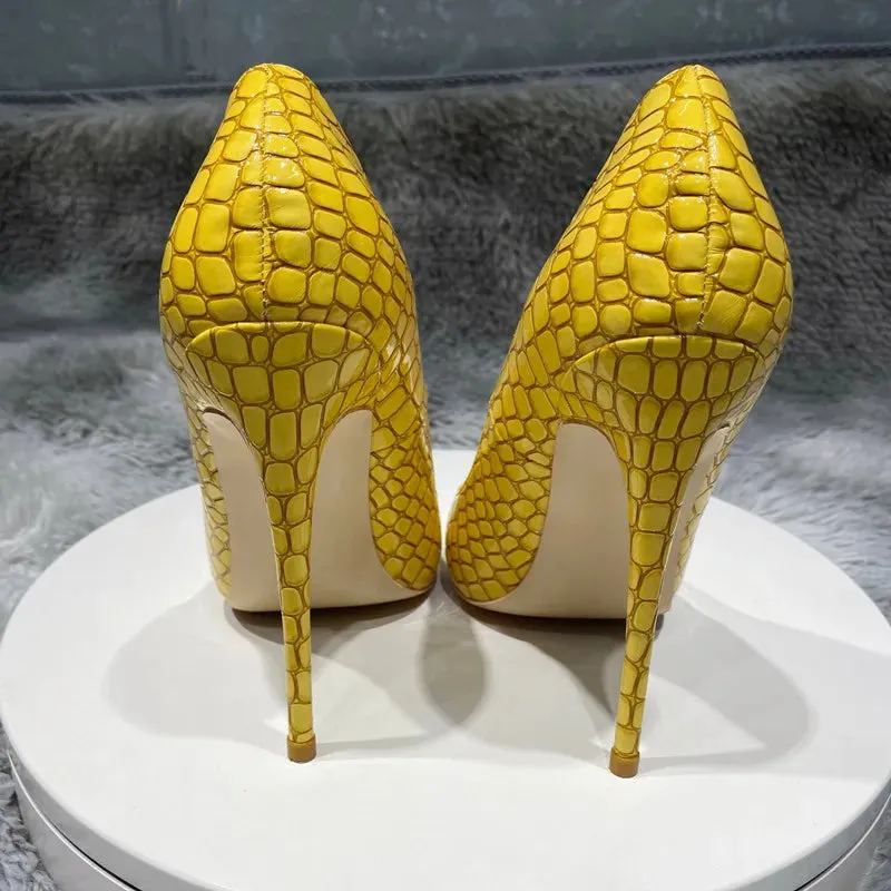Neon yellow needle Women's high heels 10-12cm high heels