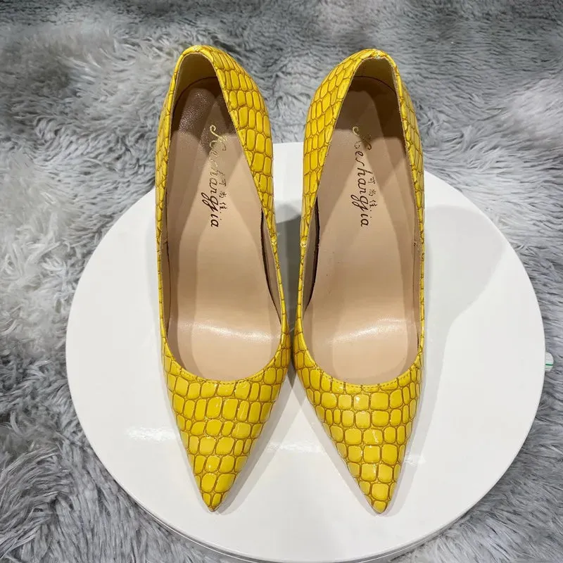 Neon yellow needle Women's high heels 10-12cm high heels