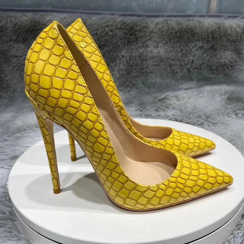 Neon yellow needle Women's high heels 10-12cm high heels