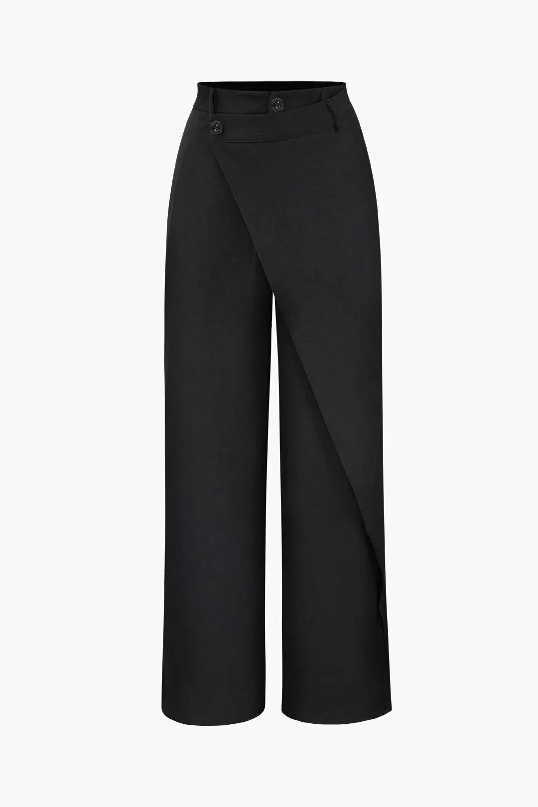 NEW Micas Draped Wrap Straight Leg Suit Pants, Black, Sz M