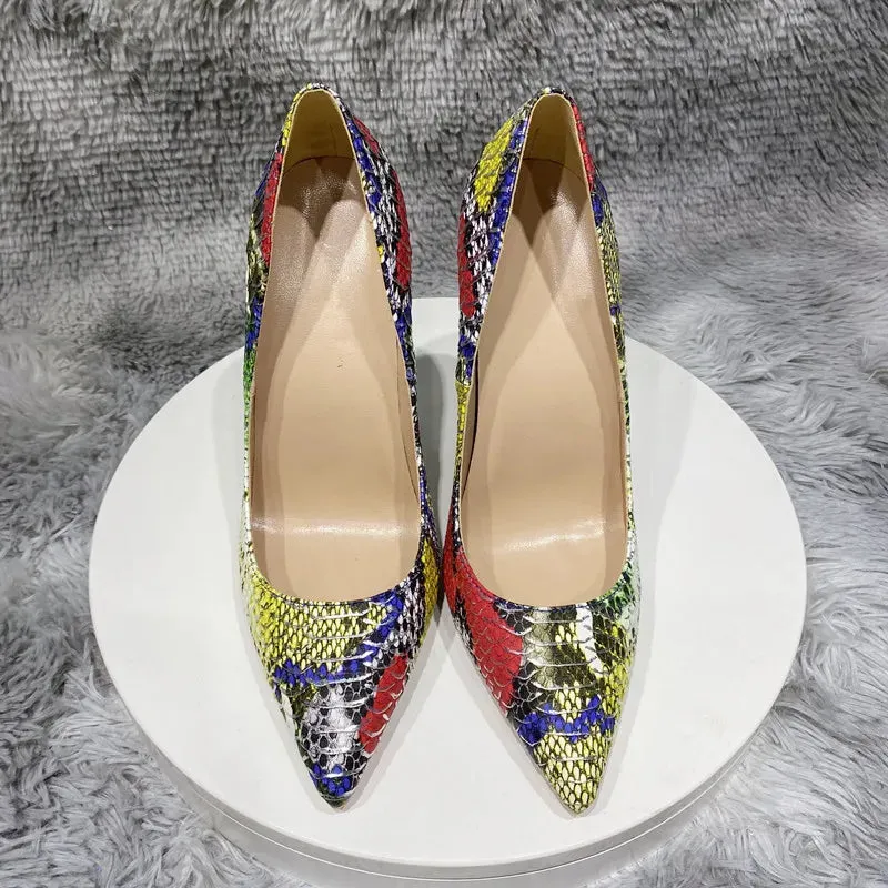 New Snake Print Super High Heels Shoes Women