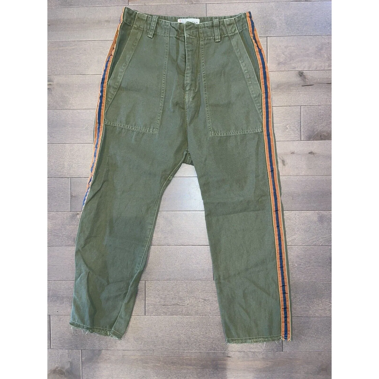 Nili Lotan Women's Jenna Pant with Tape, Khaki Military Olive Green, Size 00