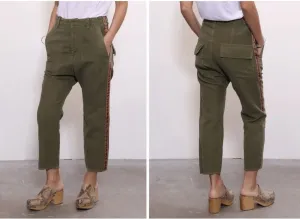 Nili Lotan Women's Jenna Pant with Tape, Khaki Military Olive Green, Size 00
