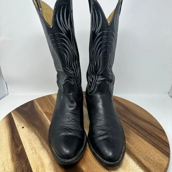 Nocona Men's Size 8.5 EE Wide Black Vintage Leather Western Cowboy Boots