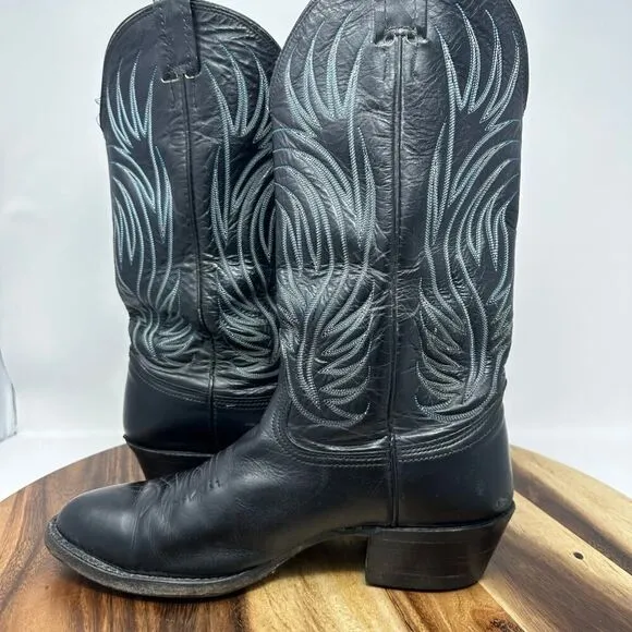 Nocona Men's Size 8.5 EE Wide Black Vintage Leather Western Cowboy Boots