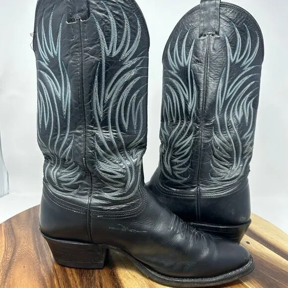 Nocona Men's Size 8.5 EE Wide Black Vintage Leather Western Cowboy Boots