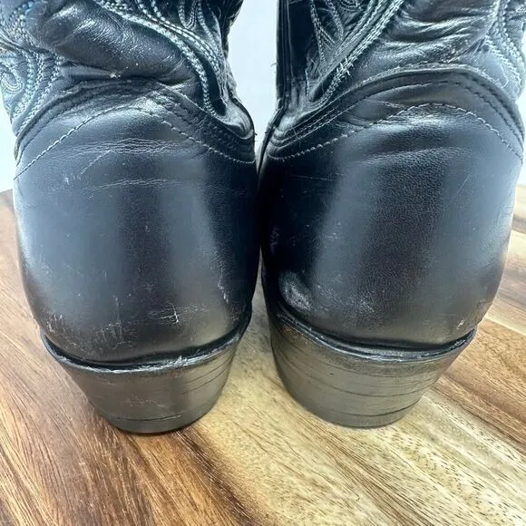 Nocona Men's Size 8.5 EE Wide Black Vintage Leather Western Cowboy Boots