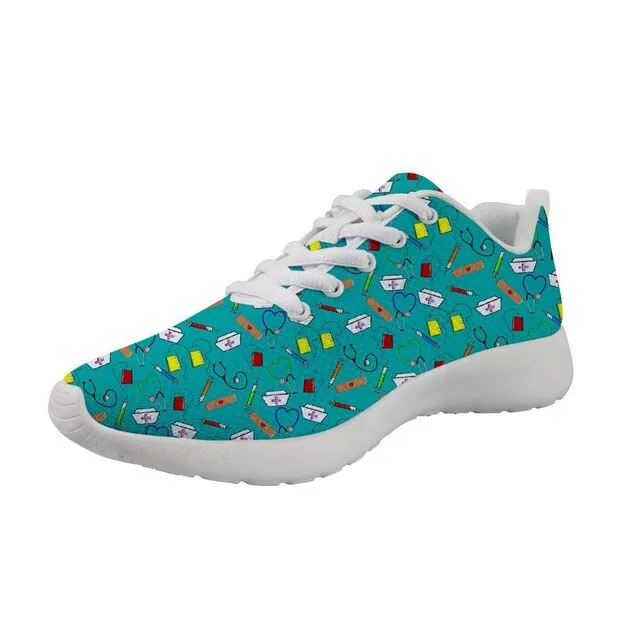Nurse Machine Print Breathable Sport  Shoes Lightweight Summer Outdoor Travel Comfortable Basketball Women Runing Shoe