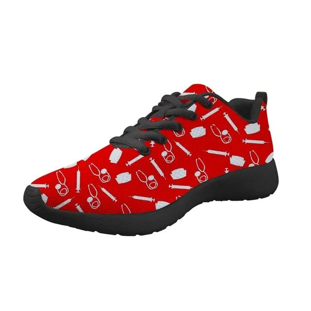 Nurse Machine Print Breathable Sport  Shoes Lightweight Summer Outdoor Travel Comfortable Basketball Women Runing Shoe