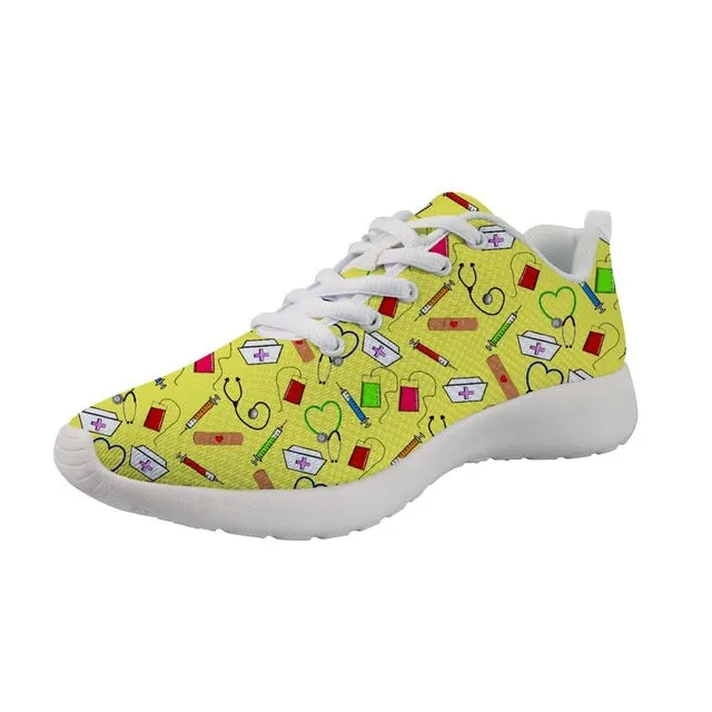 Nurse Machine Print Breathable Sport  Shoes Lightweight Summer Outdoor Travel Comfortable Basketball Women Runing Shoe