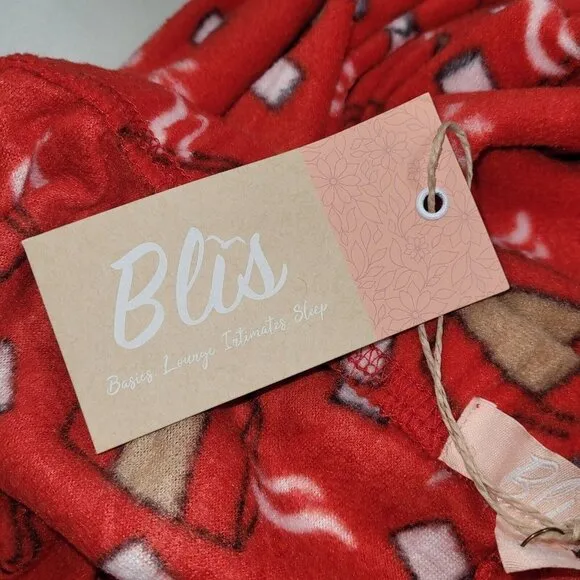 NWT Blis Fleece Pajama Pants Red and White Hot Cocoa Print Womens Size 2X