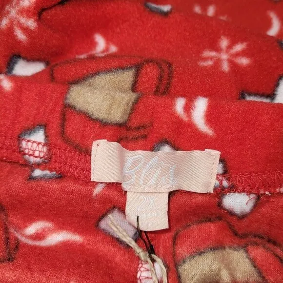 NWT Blis Fleece Pajama Pants Red and White Hot Cocoa Print Womens Size 2X