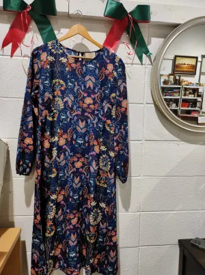 NWT I.Madeline Garden Splendor Navy blue floral midi dress size XL