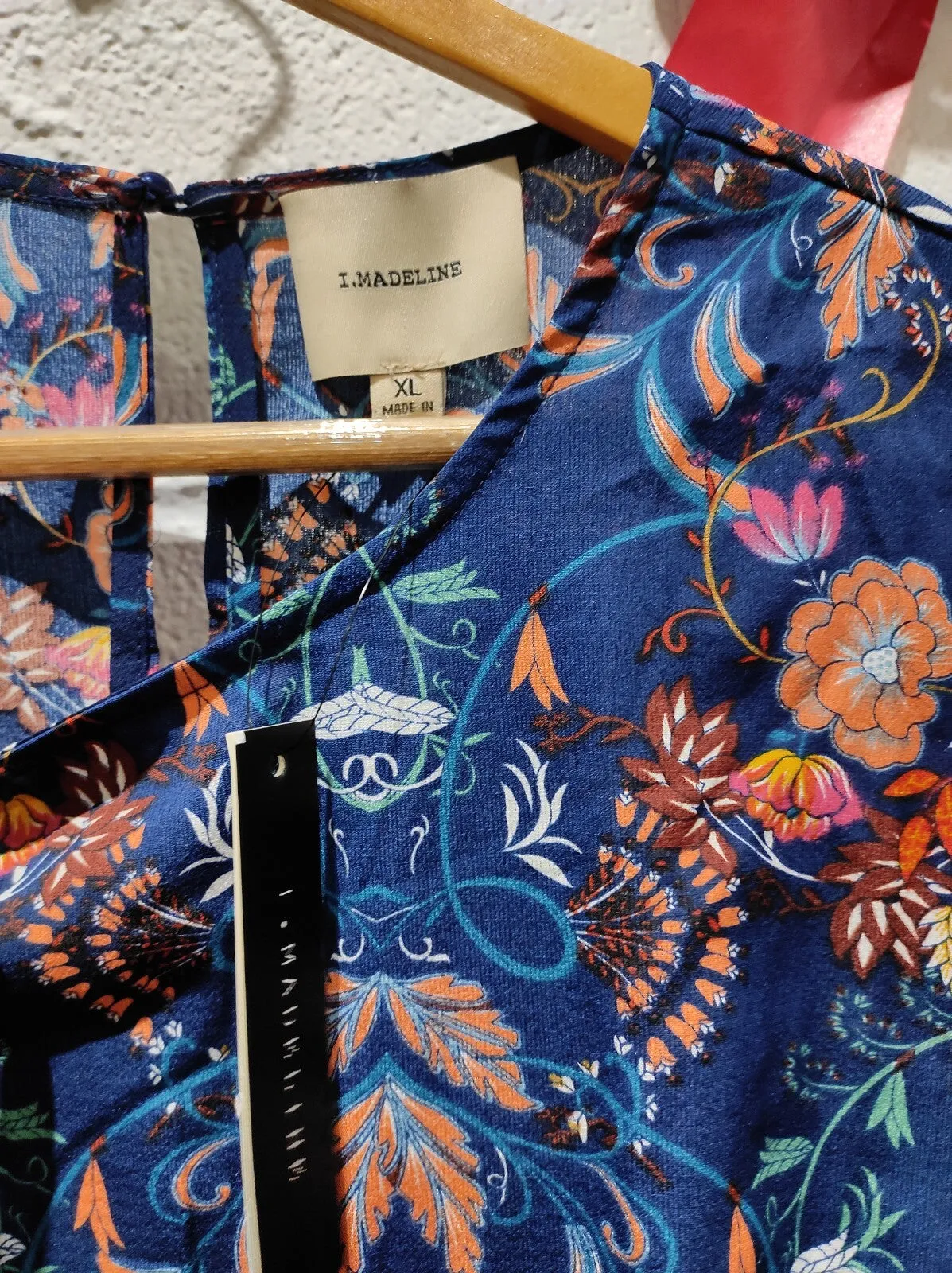 NWT I.Madeline Garden Splendor Navy blue floral midi dress size XL
