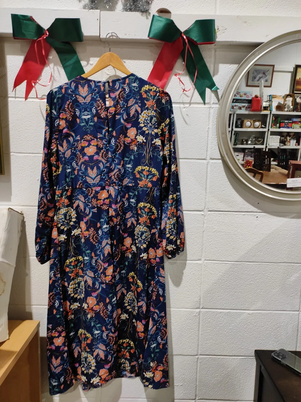 NWT I.Madeline Garden Splendor Navy blue floral midi dress size XL