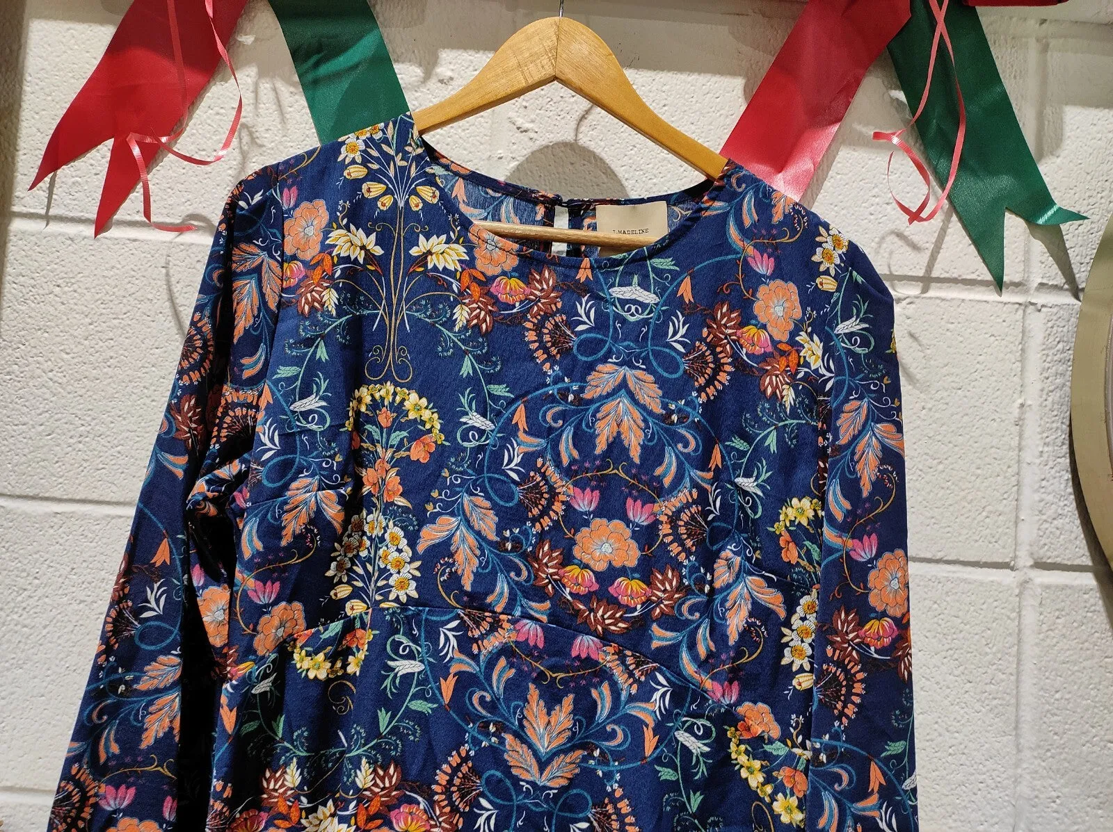 NWT I.Madeline Garden Splendor Navy blue floral midi dress size XL
