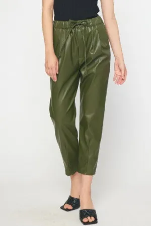 Olive Faux Leather Pants