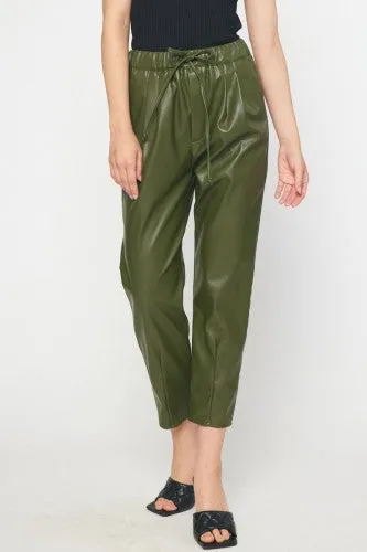 Olive Faux Leather Pants