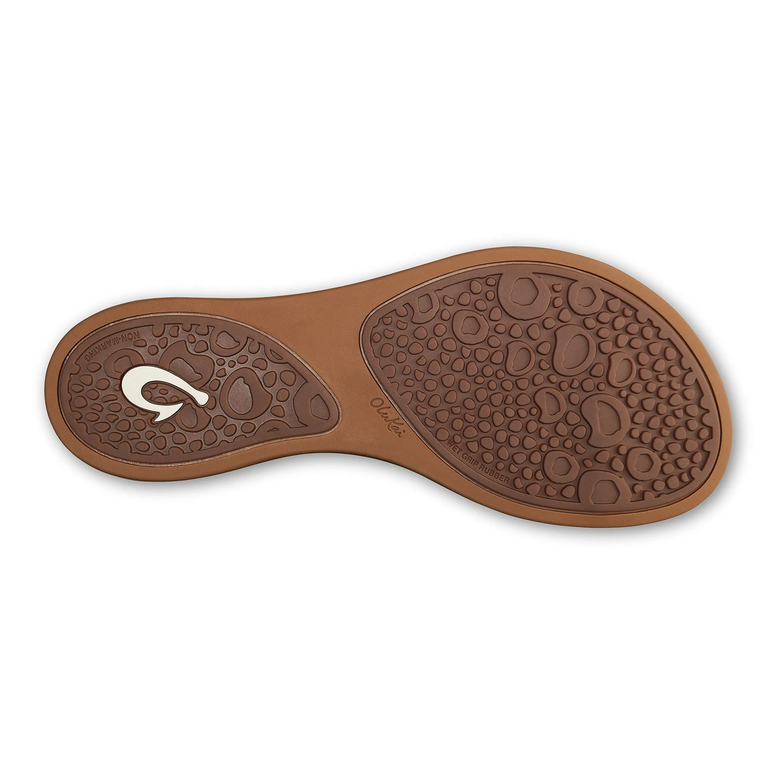 OLUKAI Nonohe Women's Beach Sandal, Premium Full-Grain Leather Flip-Flops, All-Day Support & Breathable Lining, Wet Grip Sole & Easy Slip-On Design 9 Dk Java/Golden Sand