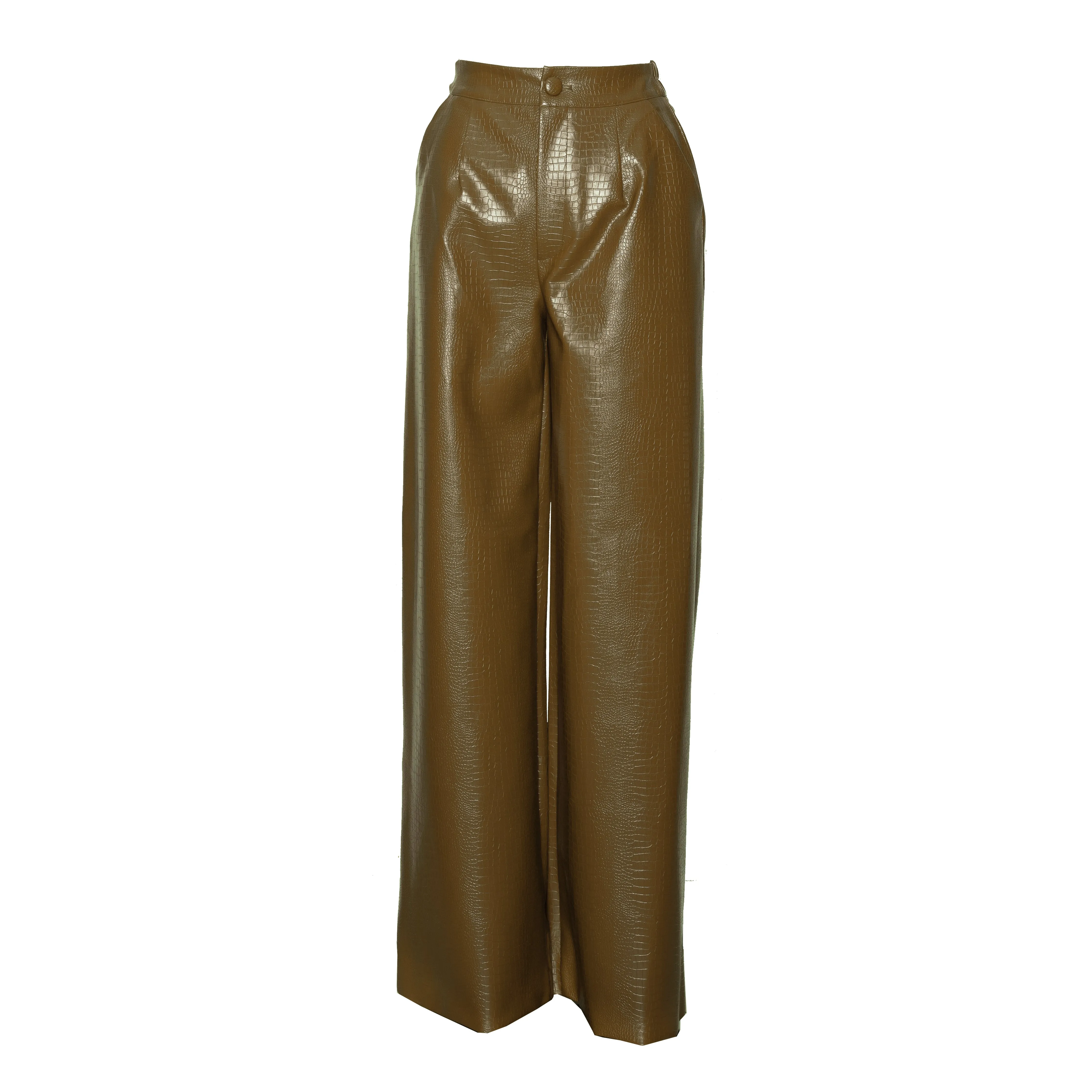 ONO Faux Leather Pants in Olive