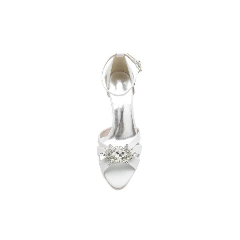 Open Toe Glitter Toe Ankle Strap Hollow-out Stiletto Heels